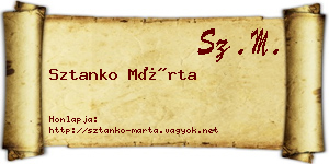 Sztanko Márta névjegykártya