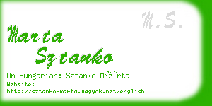 marta sztanko business card